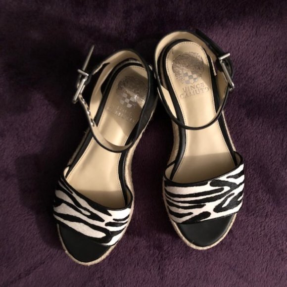 Espadrille Sandals Flatforms Zebra Vince Camuto - Picture 1 of 9